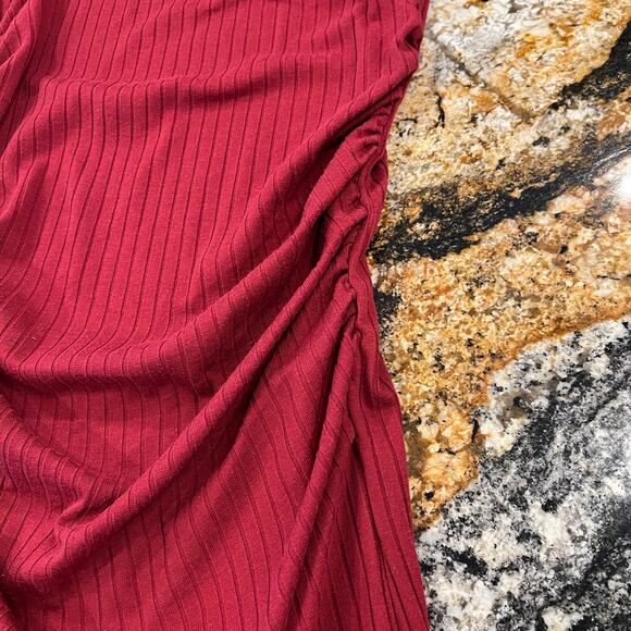 BP Red/Maroon Ribbed Cinched Body-Con Dress - SIZE M - Picture 5 of 7